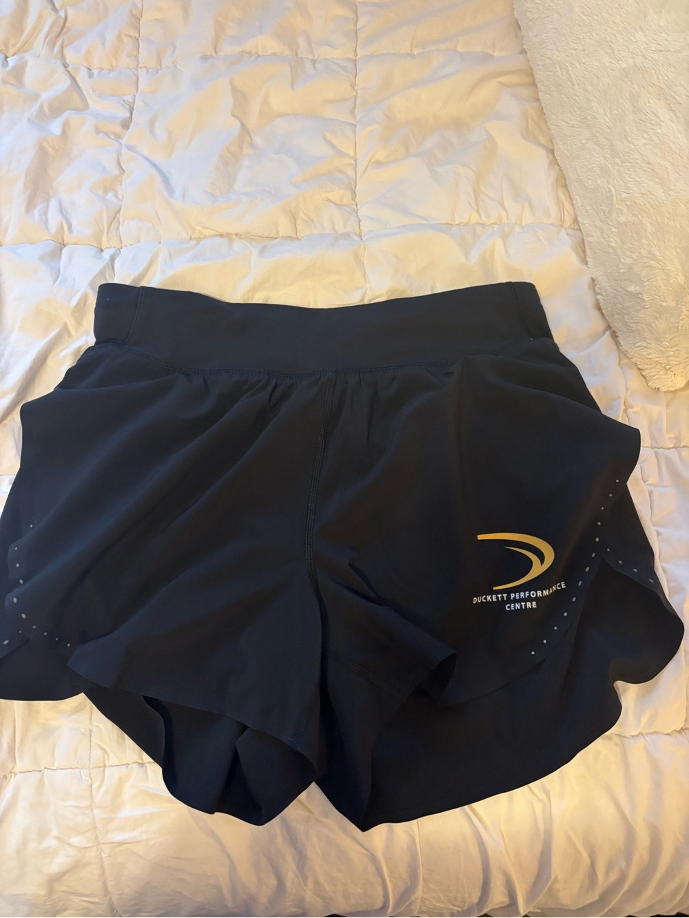 Lululemon Black Fast and Free Shorts with Gold Logo